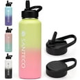 thumbnail image 1 of LTMATE Water Bottle 40 oz, Vacuum Insulated Stainless Steel Bottle with Straw Handle Lid, Leakproof Bottles, Wide Mouth Easy Clean, Keep Drinks Hot & Cold for Gym, Camping, Hiking, Yellow Pink, 1 of 6