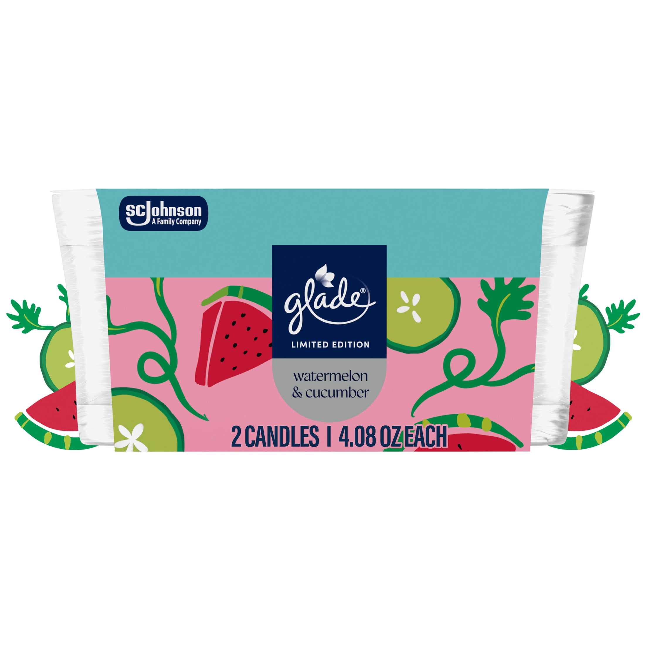 Glade Candle Jar, Watermelon Cucumber, 4.08 oz, 2 count