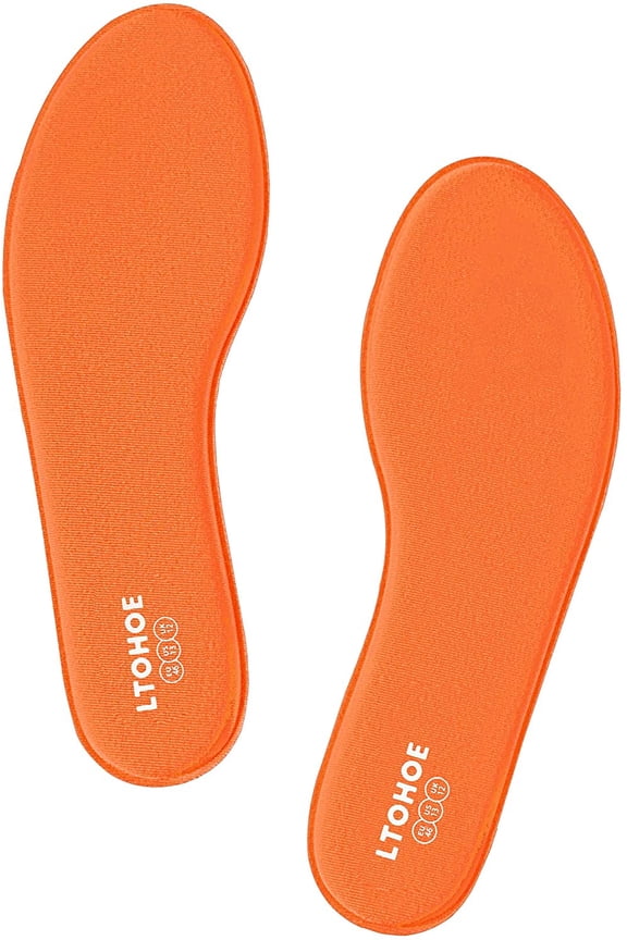 Memory Foam Insoles for Men, Replacement Shoe Inserts for Running Shoes, Hiking Shoes, Sneaker, Cushion Shoe Insoles Shock Absorbing for Foot Pain Relief, Comfort Inner Soles 8mm Orange US 13