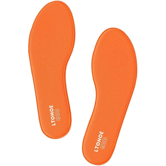 LTOHOE Memory Foam Insoles for Men, Replacement Shoe Inserts for Running Shoes, Hiking Shoes, Sneaker, Cushion Shoe Insoles Shock Absorbing for Foot Pain Relief, Comfort Inner Soles 8mm Orange US 11
