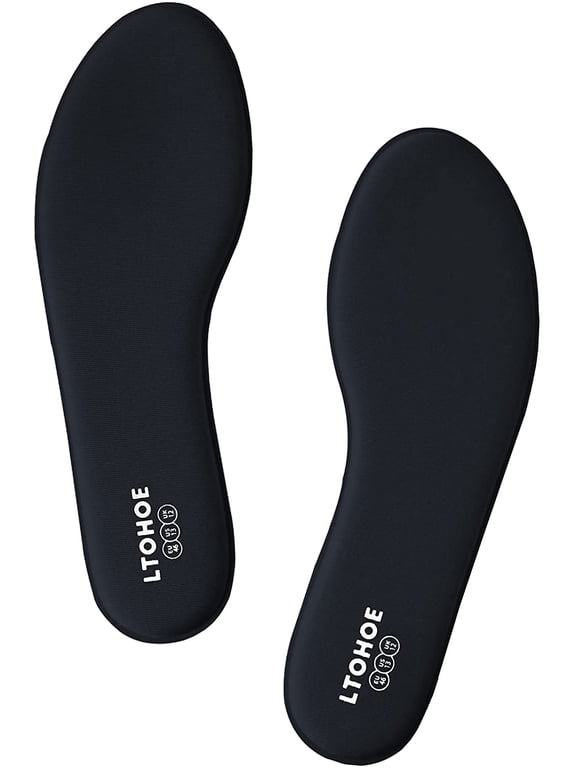 Memory Foam Insoles for Men, Replacement Shoe Inserts for Running Shoes, Hiking Shoes, Sneaker, Cushion Shoe Insoles Shock Absorbing for Foot Pain Relief, Comfort Inner Soles 8mm Black US 10