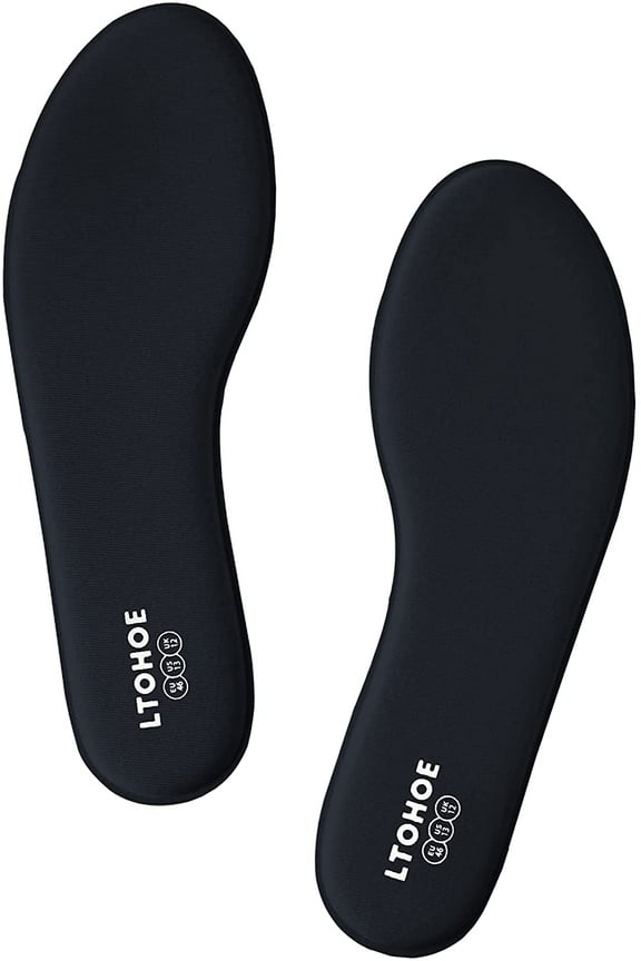 Memory Foam Insoles for Men, Replacement Shoe Inserts for Running Shoes, Hiking Shoes, Sneaker, Cushion Shoe Insoles Shock Absorbing for Foot Pain Relief, Comfort Inner Soles 8mm Black US 10