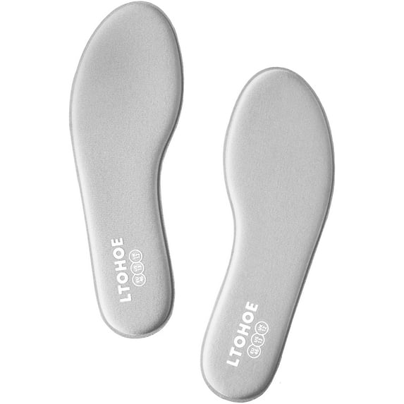 LTOHOE Memory Foam Insoles for Men, Replacement Shoe Inserts for Running Shoes, Hiking Shoes, Sneaker, Cushion Shoe Insoles Shock Absorbing for Foot Pain Relief, Comfort Inner Soles 8mm Grey US 12