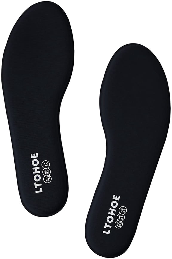 Memory Foam Insoles for Women, Replacement Shoe Inserts for Running Shoes, Hiking Shoes, Sneaker, Cushion Shoe Insoles Shock Absorbing for Foot Pain Relief, Comfort Inner Soles 6mm Black US 8