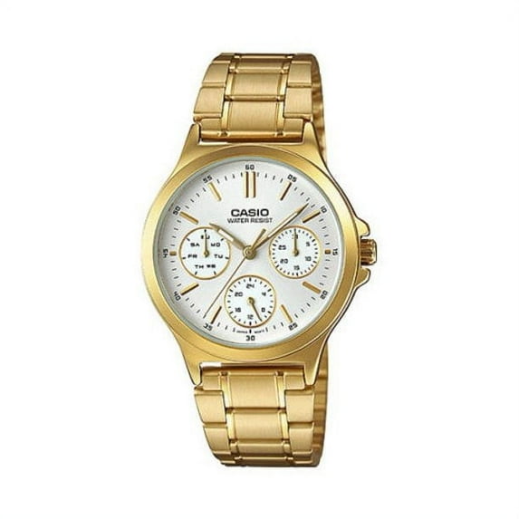 LTP-V300G-7A Women's Standard Gold Tone Multifunction White Dial Watch
