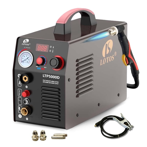 LTP5000D Plasma Cutter, 2024 Upgraded 5/8" 16mm Clean Cut 3/4" 20mm Severance Cut 50A Non-Touch Pilot Arc Plasma Metal Cutter Machine, Plasma Cutting Equipment, Dual Voltage 120V or 240V, Brown