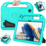 LTROP Case for Samsung Galaxy Tab A8 10.5 2022(SM-X200/X205/X207) Built-in Screen Protector, Galaxy Tab A8 Case for Kids, Protective Handle Stand Case for Samsung Galaxy Tab A8 10.5" 2022, Teal