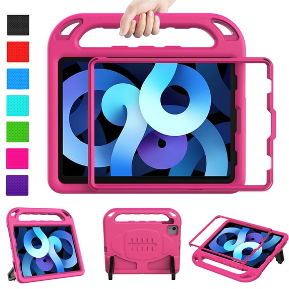 LTROP Case for iPad Air 5th/4th Generation Case(2022/2020), iPad Pro 11 Case 2021/2020/2018, Built-in Screen Protector, Shockproof Handle Stand Kids Case for iPad Air 5/4 10.9” and iPad Pro 11”, Rose