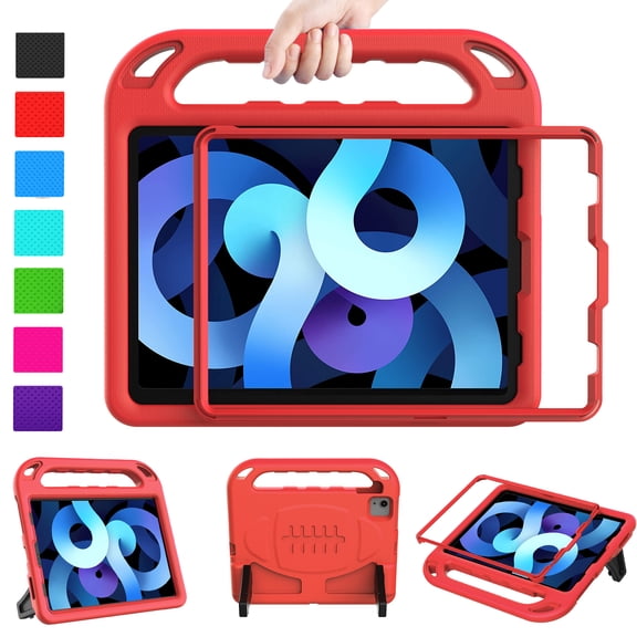 LTROP Case for iPad Air 5th/4th Generation Case(2022/2020), iPad Pro 11 Case 2021/2020/2018, Built-in Screen Protector, Shockproof Handle Stand Kids Case for iPad Air 5/4 10.9” and iPad Pro 11”, Red