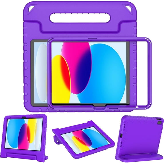 LTROP Kids Case for New iPad (A16) 11th Generation (11-in, 2025)/ 10th Generation (10.9-inch, 2022) with Screen Protector, Durable Shockproof Handle Stand Kids Cover for iPad 11th/ 10th Gen, Purple