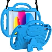 LTROP Kids Case for iPad 11th Generation (11-in, 2025)/ 10th Gen (10.9 in, 2022) with Shoulder Strap, Durable Lightweight Handle Stand Child-Proof Bumper Case for iPad 11th/ 10th Gen, Blue