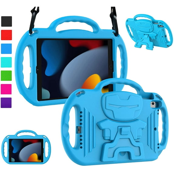 LTROP New iPad 9th Generation Case,iPad 10.2 Case,iPad 8th/7th Generation Case for Kids,Shockproof Handle Stand Shoulder Strap Kids Case for iPad 2021/2020/2019 (9th/8th/7th Gen) 10.2-inch, Blue