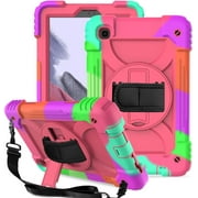 LTROP Samsung Galaxy Tab A7 Lite Case,Galaxy Tab A7 Lite Case for Kids,3-Layer Shockproof Cover Case with Swivel Stand/Hand Strap for Samsung Galaxy Tab A7 Lite 8.7 Inch 2021 (SM-T220/T225), Pink