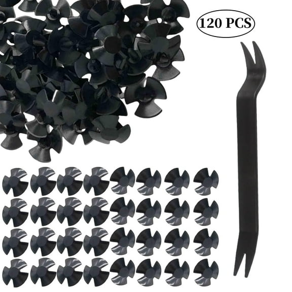 LTS EMIRA 120 Pcs Hood Insulation Retainer Clips- Hood Insulation Retainers with 1 PCS Fastener Remover for Jeep Grand Cherokee Chrysler Dodge Ram, Replace OEM 4878883AA