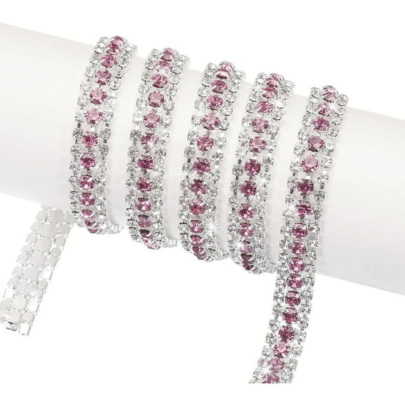 LTS EMIRA 3 Rows 5 Yard 9mm Crystal Rhinestone Diamond Close Chain Trim Trimming Claw Cup Chain for Crafts DIY Sewing Clothing Wedding Party Making Decorations Bridal Embellishments,Purple