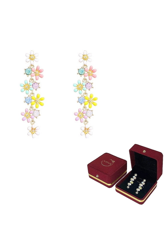 Flower Earrings for Women Dainty Daisy Dangling Earrings Floral Long Dangle Earrings Summer Spring Holiday Earrings for Women