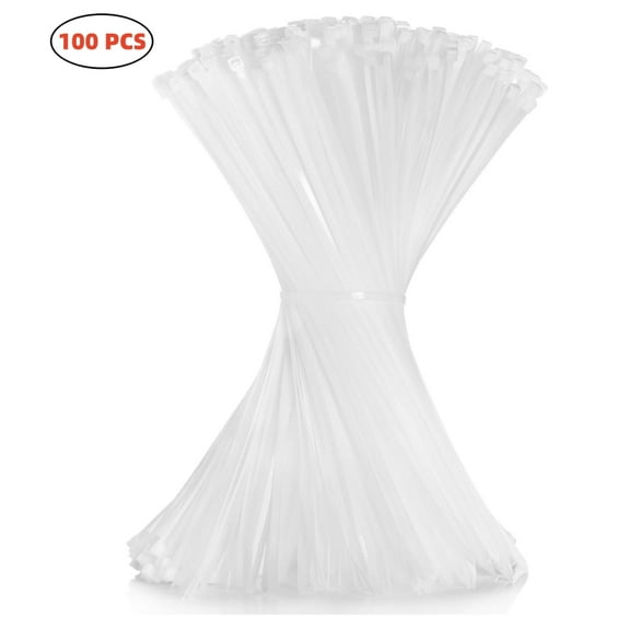 LTS EMIRA Zip Ties,White Zip Ties 12 Inch 100 Pack, 120 lbs Nylon Cable Ties Self Locking Tie Straps, Heavy Duty clear zip ties, Tiny Cable Ties for Indoor and Outdoor