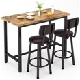 thumbnail image 1 of LTTROMAT 3 Pieces Bar Table Set, Bistro Kitchen Table Sets with 2 PU Leather Bar Stools, Wood Pub Bar Table Set for Breakfast Nook Small Space Restaurant, Rectangular Table, 1 of 12