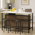 thumbnail image 1 of Cvortll Kitchen Island with Seating and Storage, 47.2" Wooden Counter Height Bar Table with 2 Stools, Space Saving Dining Table Set for Small Apartment or Bistro, White, 1 of 10
