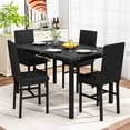 thumbnail image 1 of Cvortll 5 Piece Dining Table Set, Kitchen Table and Chairs Set for 4 with Faux Marble and 4 Velvet Upholstered Dining Chairs for Home, Restaurant, Black & Black, 1 of 13