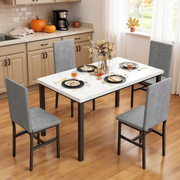Hartland 5-Piece Dinette Set - 42in Round Kitchen Table & 4 Chairs ...