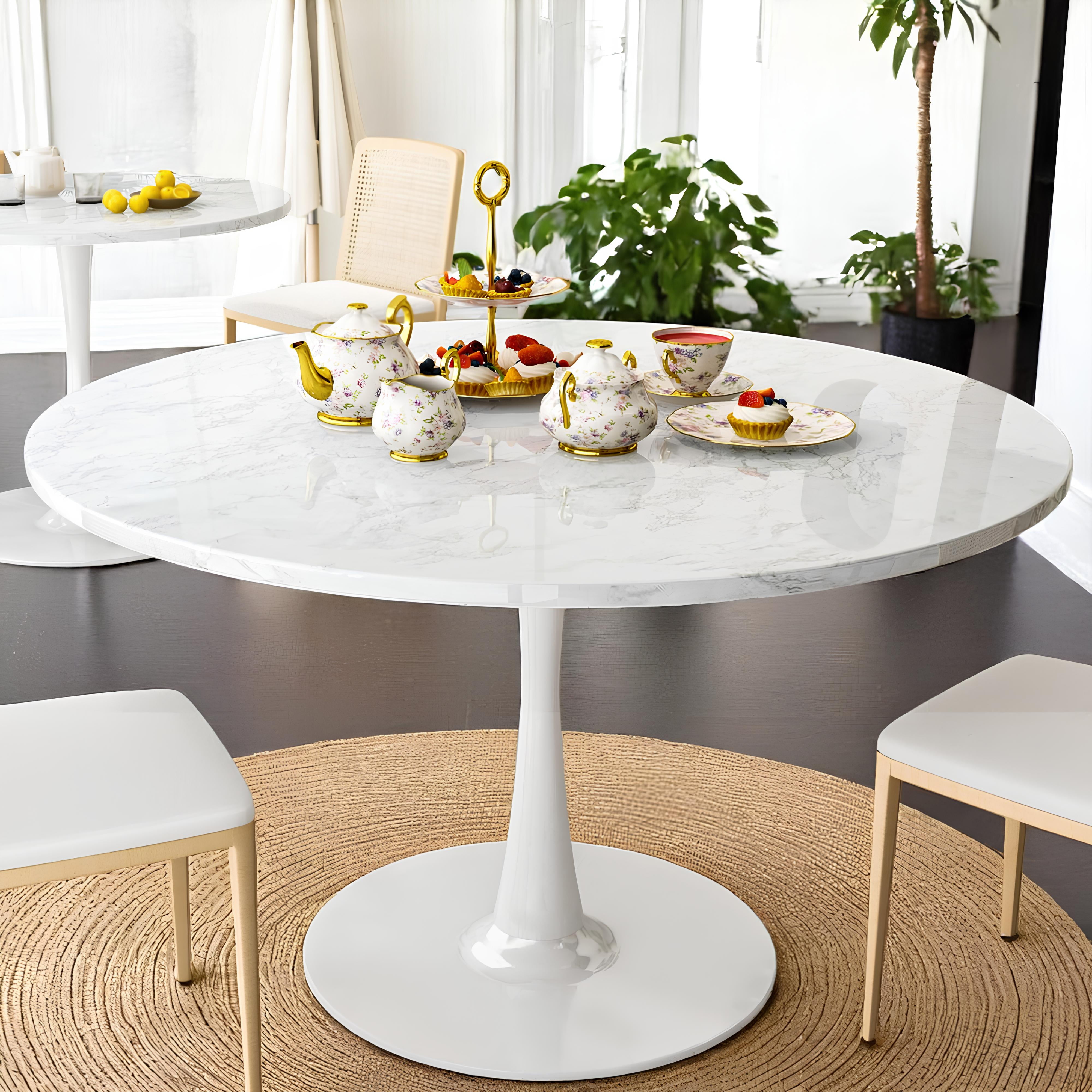 LTTROMAT Round Dining Table, 42 inch Round Artificial Marble Dining ...