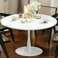 thumbnail image 1 of Cvortll Round Dining Table, 42 inch Tulip Table Pedestal Dining Table, Round Pedestal Table for Mid-Century End Table Coffee Office Living Room Table, White, 1 of 15