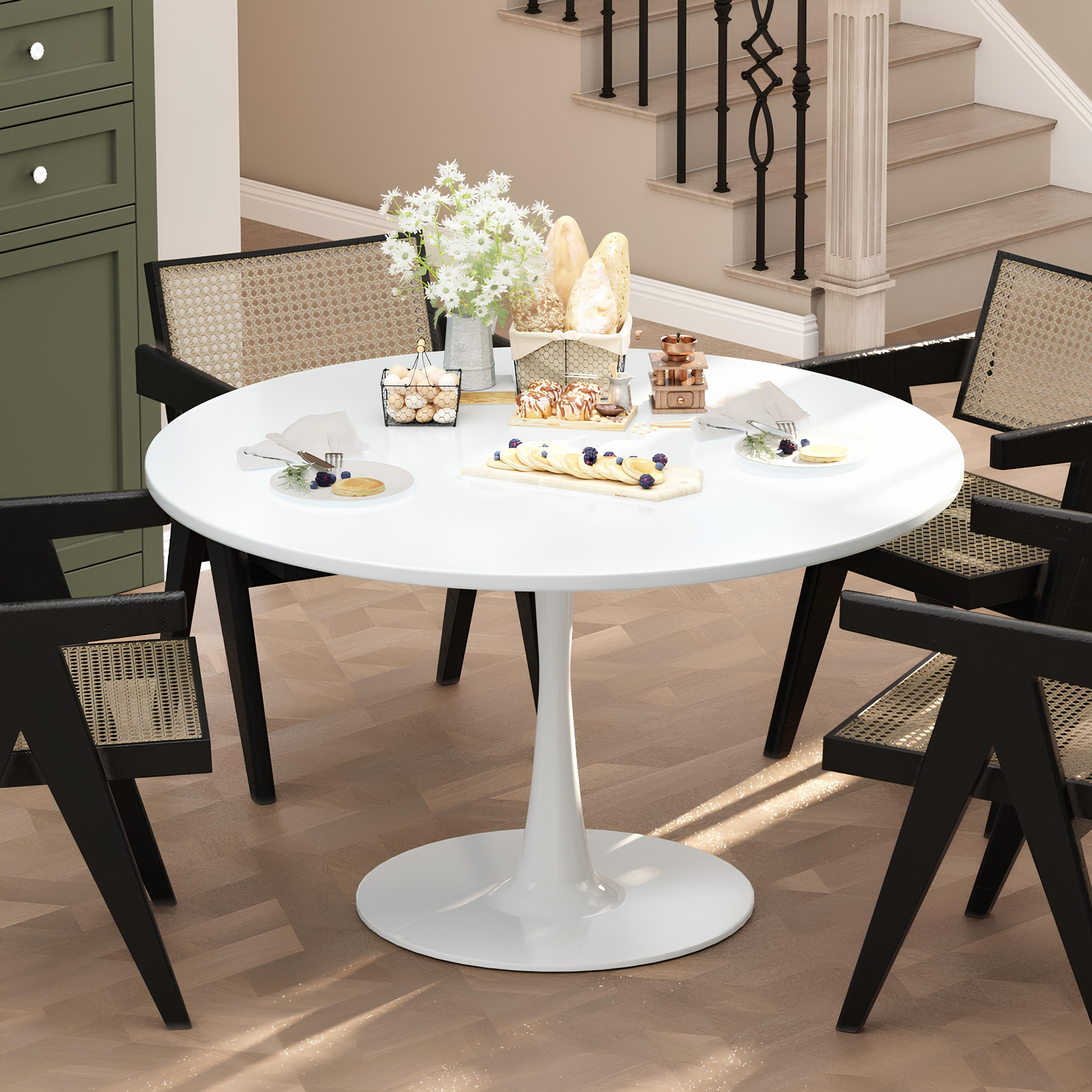 LTTROMAT Round Dining Table, 42 inch Tulip Table Pedestal Dining Table