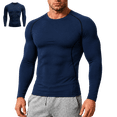 thumbnail image 1 of LTTVQM 2 Pack Compression Shirts Men Long Sleeve Lightweight Breathable Rash Guard Workout Undershirt Casual Basic Layer Athletic Running Sports Tops Navy L, 1 of 6