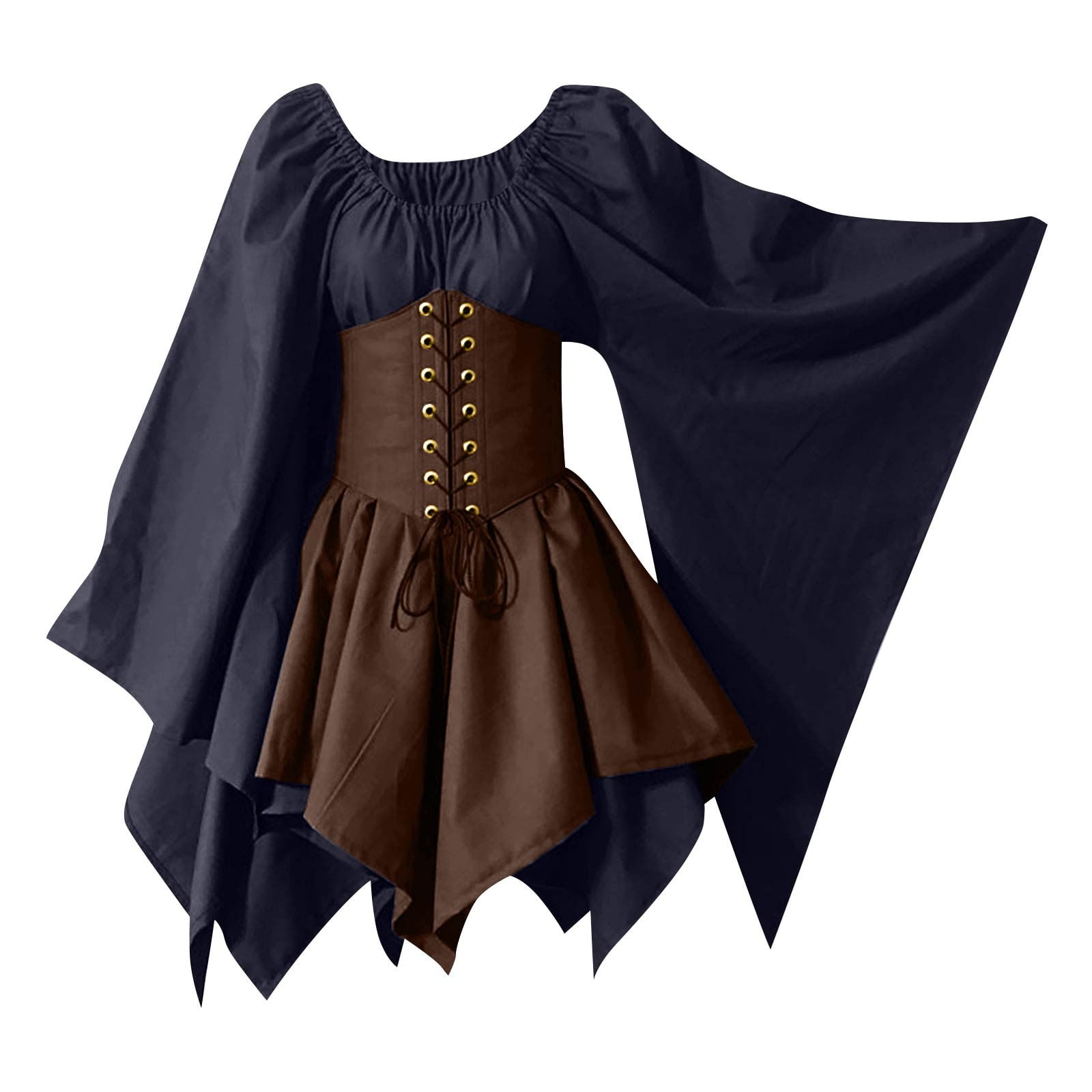 LTTVQM 2025 Medieval Dress With Trumpet Sleeves Ladies, Traditional ...