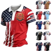 LTTVQM 250th Anniversary USA Shirt Mens Short Sleeve Flag T-Shirt American Patriotic 4th of July Crew Neck Pullover 4th of July Tops Red XL
