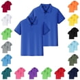 thumbnail image 1 of LTTVQM 2Pcs Girls Boys' School Uniform Short-Sleeve Lightweight Quick-Dry Polo Shirts, Breathable Cotton Button Collared Athletic Workout Golf Shirts Royal Blue 9-10 Year, 1 of 1