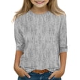 thumbnail image 1 of LTTVQM 3/4 Length Sleeve Shirts for Toddler Girls Size 5-6 Fall Trendy Floral Print Casual T Shirts Comfortable Round Neck Blouse for Girls Tops Gray 5-6 Years, 1 of 4
