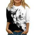 thumbnail image 1 of LTTVQM 3/4 Sleeve Shirts for Girls Winter Trendy Floral Graphic Cute Tops Comfortable Round Neck Blouses Tween Girls Tops Dark Gray 4-5 Years, 1 of 4