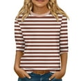 thumbnail image 1 of LTTVQM Shirts for Girls Size 4-5 Winter Trendy Striped Print Shirts Three Quarter Sleeve Vacation Crewneck Blouses Tween Girls Basic Tops Red 4-5 Years, 1 of 4