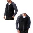 thumbnail image 1 of LTTVQM Autumn Mens Hoodie Classic Contrast Zip Hoodie Soft Fleece Relaxed Fit Everyday Layering Jacket Black 2XL, 1 of 8