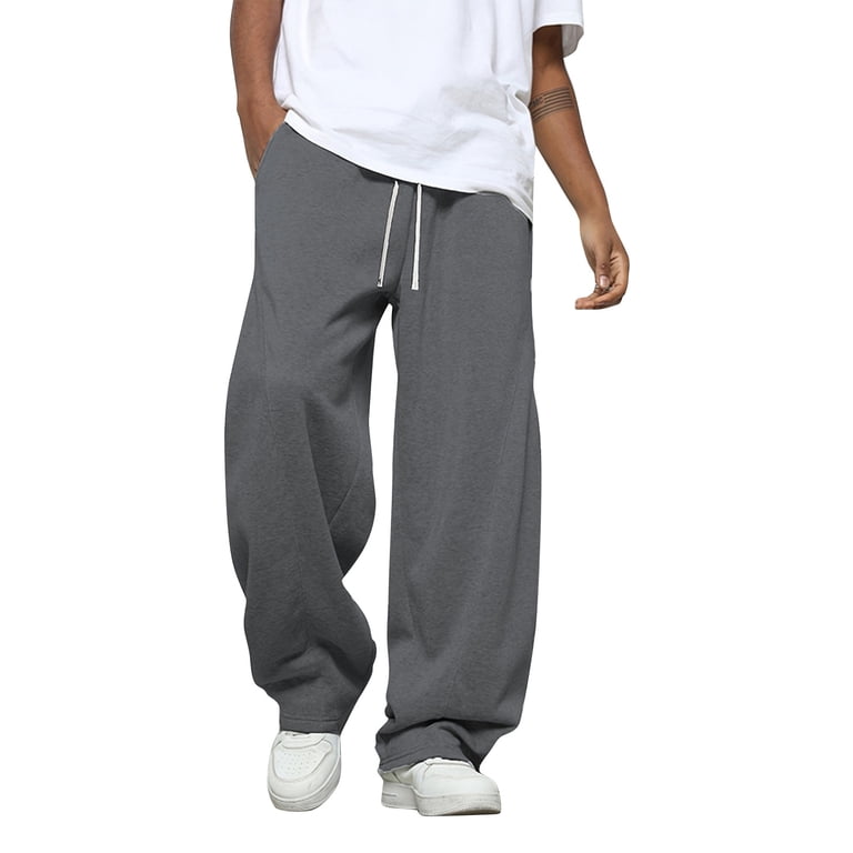LTTVQM Baggy Sweat Pants Men Casual Drawstring Open Bottom