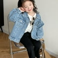 thumbnail image 1 of LTTVQM Blue Jean Jacket for Girls Classic Basic Long Sleeve Denim Jackets Casual Button Down Fall Trendy Cowboy Jacket BLue 5 Years, 1 of 9
