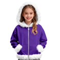 thumbnail image 1 of LTTVQM Boys Girls Christmas Hoodies Happy Fleece Sherpa Lined Zip Up Santa Pullover Tops Loose Fit Long Sleeve Fashion Faux Fur Trim Furry Jacket Purple 11-12 Years, 1 of 6