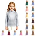 thumbnail image 1 of LTTVQM Boys Girls Long Sleeve Shirts Cotton Striped Turtleneck Warm Soft Fall Winter Pullover Tops Casual Fashion Mock Neck Cozy Outdoor School Daily Wear, 1 of 6