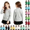 thumbnail image 1 of LTTVQM Boys Girls Polo Shirts Long Sleeve Tennis T-Shirts Casual Button Top 2026 Spring New Collared Tops Lightweight Blouse Gray 8-10 Years, 1 of 2