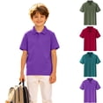 thumbnail image 1 of LTTVQM Boys Girls' School Uniform Short Sleeve Polo Shirt, Button Closure, Comfortable Soft Quick Dry Collared Breathable Lightweight Golf Shirts Purple 11-12 Year, 1 of 6