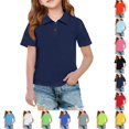 thumbnail image 1 of LTTVQM Boys Girls Short Sleeve Polo Shirts Casual Basic Slim Fit Collared Lightweight School Uniform Trendy Back to School Breathable Workout Pique Golf Shirt, 1 of 7