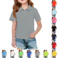 thumbnail image 1 of LTTVQM Boys Girls Short Sleeve Polo Shirts Casual Basic Slim Fit Collared Lightweight School Uniform Trendy Back to School Breathable Workout Pique Golf Shirt, 1 of 7