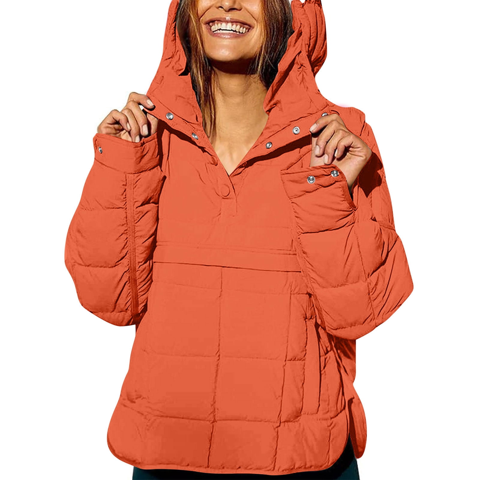 LTTVQM Button Down Puffer Jackets for Women Oversized Button Down