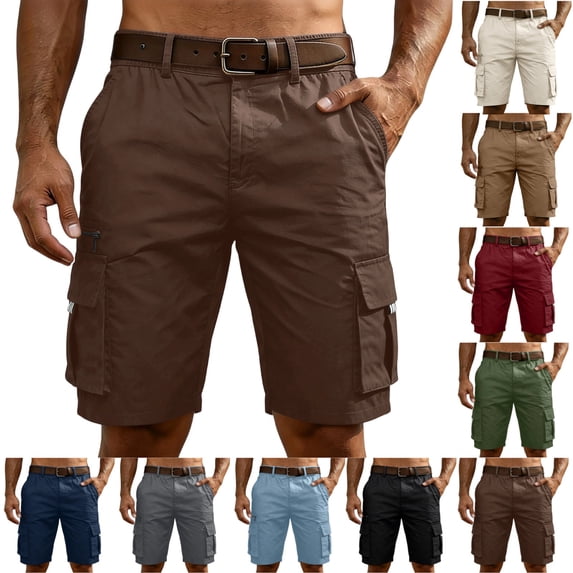 LTTVQM Cargo Shorts Men Casual Summer Lightweight Shorts Stretch Outdoor Hiking Travel Work Short Pants with Pockets Brown M