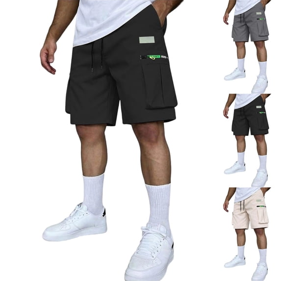 LTTVQM Cargo Shorts for Men Lightweight Breathable Stretch 2026 Summer Hiking Short Gym Casual Shorts Elastic Waistband Comfort Shorts with Pockets Black M