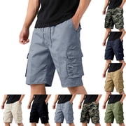 LTTVQM Cargo Shorts for Men Athletic Breathable Casual Lightweight Gym Workout Mens Shorts with Zipper Pockets Gray L