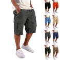 thumbnail image 1 of LTTVQM Cargo Shorts for Men Lightweight Drawstring Stretch Elastic Waist Casual Work Short for Running Hiking with Pockets Dark Gray M, 1 of 9