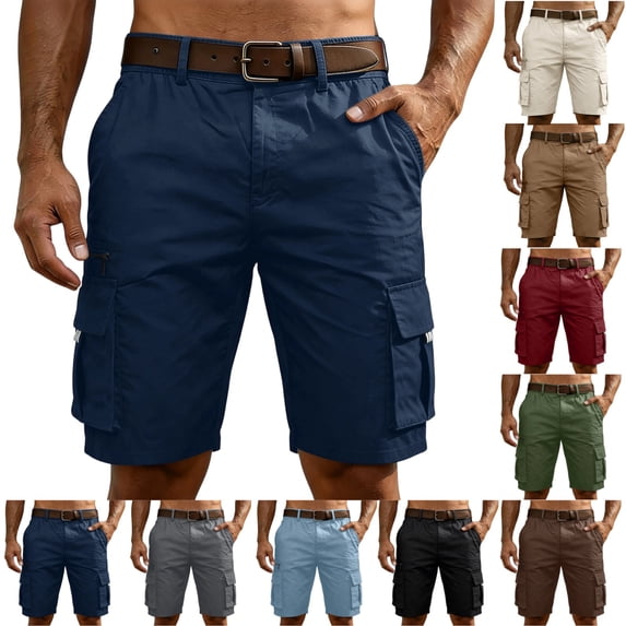 LTTVQM Cargo Shorts for Men Workout Lightweight Summer Hiking Shorts Pull On Baggy Casual Outdoor Work Short Navy S